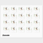 Sticker Carré Ex-libris Baby Shower Ours Panda (Feuille)