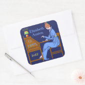 Sticker Carré Ex Libris Boite Déco Lady Writing Desk Personnalis (Enveloppe)