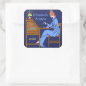 Sticker Carré Ex Libris Boite Déco Lady Writing Desk Personnalis (Sac)