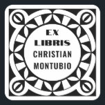 Sticker Carré Ex Libris Custom Bookplate Labels - Geometric<br><div class="desc">Personalize your cherished books with these sophisticated custom Ex Libris labels, featuring an intricate geometric border design. Each label clearly displays "EX LIBRIS" and your personalized name, providing a beautiful and permanent mark of ownership. These high-quality, peel-and-stick labels are incredibly easy to apply, offering a convenient and elegant solution for...</div>