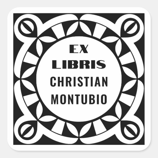 Sticker Carré Ex Libris Custom Bookplate Labels - Geometric (Devant)