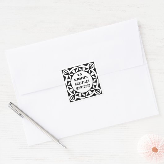 Sticker Carré Ex Libris Custom Bookplate Labels - Geometric (Enveloppe)