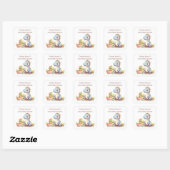 Sticker Carré Ex-libris de dinosaure mignon pour enfants fantais (Feuille)