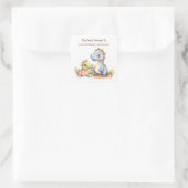 Sticker Carré Ex-libris de dinosaure mignon pour enfants fantais (Sac)