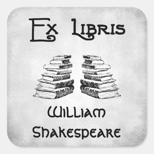 Sticker Carré Ex Libris Deco Lettres Livres Faux Canvas Plaque (Devant)