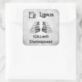 Sticker Carré Ex Libris Deco Lettres Livres Faux Canvas Plaque (Sac)