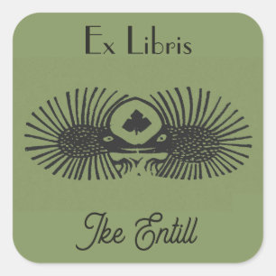 Sticker Carré Ex-libris éditable Deux Hérissons