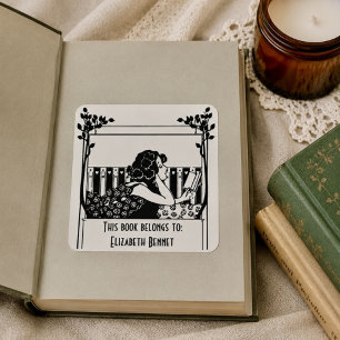 Sticker Carré Ex-libris élégant vintage