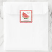 Sticker Carré Ex-libris Gingham Rouge et Pastèque d'Été (Sac)