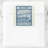 Sticker Carré Ex-libris modifiable de mouette au-dessus d'une va (Sac)