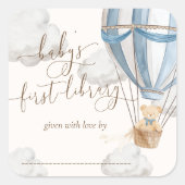 Sticker Carré Ex libris Ourson à peine patient Première biblioth (Devant)