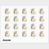 Sticker Carré Ex-libris personnalisé avec un chat mignon sur une (Feuille)