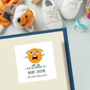 Sticker Carré ex-libris personnalisé pour bébé et tout-petit Ora
