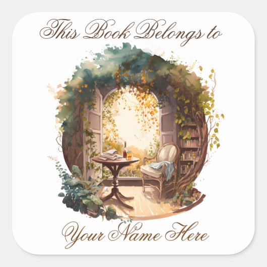 Sticker Carré Ex Libris Plaque personnalisée (Devant)