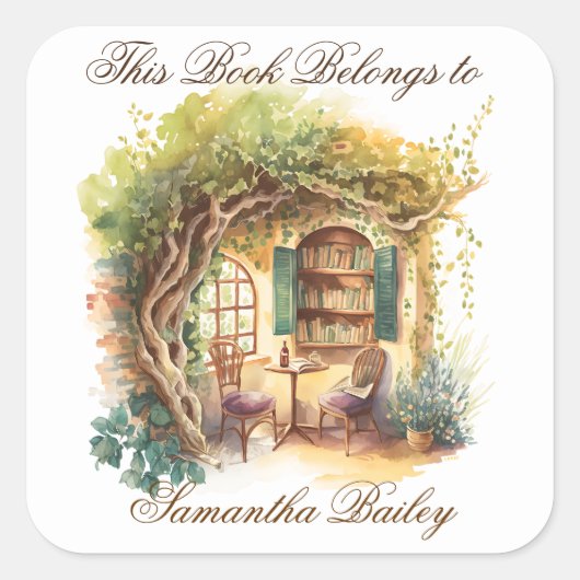 Sticker Carré Ex Libris Plaque personnalisée (Devant)