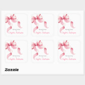 Sticker Carré Ex-libris Ruban Coquette Rose (Feuille)