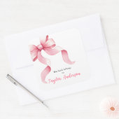 Sticker Carré Ex-libris Ruban Coquette Rose (Enveloppe)