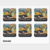 Sticker Carré Excavateur Construction Équipement Digger Annivers (Feuille)