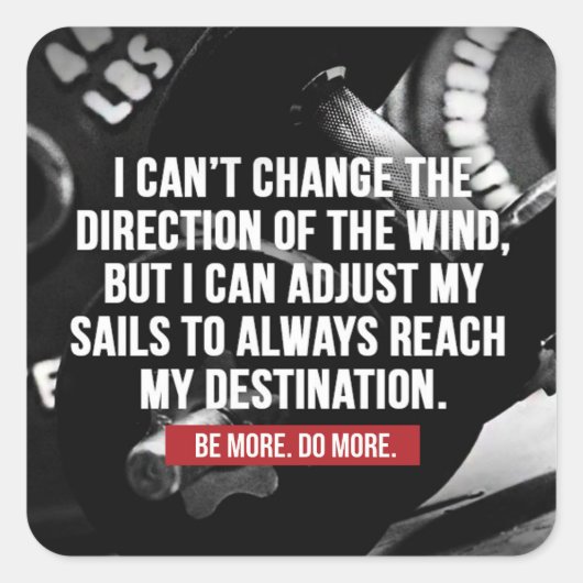 Sticker Carré Exercice de musculation Mots Motivationnels (Devant)