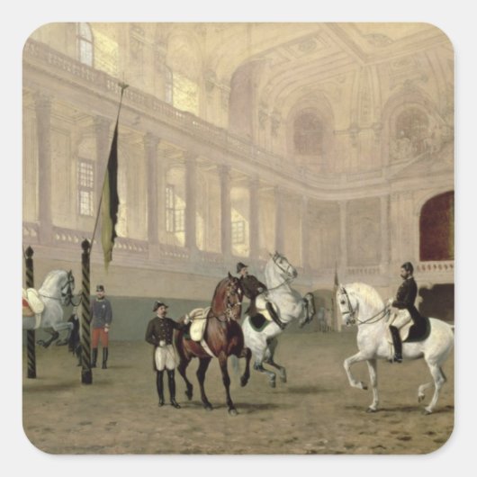 Sticker Carré Exercice du matin dans la Hofreitschule (Devant)