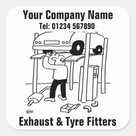 Sticker Carré Exhaust & Tyre Fitters (Devant)
