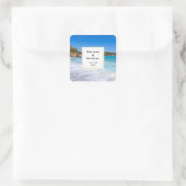 Sticker Carré Exotic Beach Tropical Island Paradise Mariage Date (Sac)