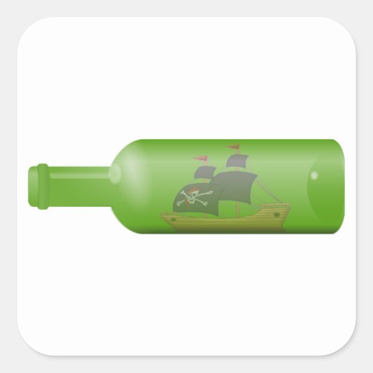 Sticker Carré Expédier dans une bouteille (Devant)