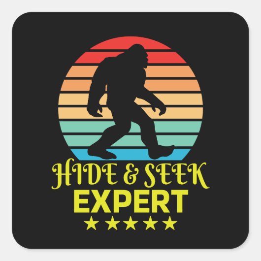 Sticker Carré Expert Bigfoot Cache-Cache Drôle (Devant)