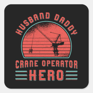 Sticker Carré Exploitant de grue Mari Lieu de construction de pa