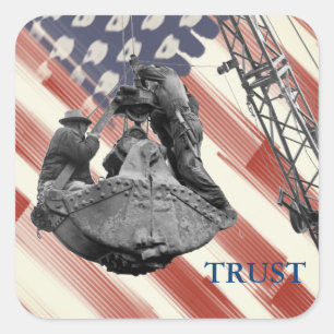 Sticker Carré Exploitant de grue Northwest Crane USA Flag Trust