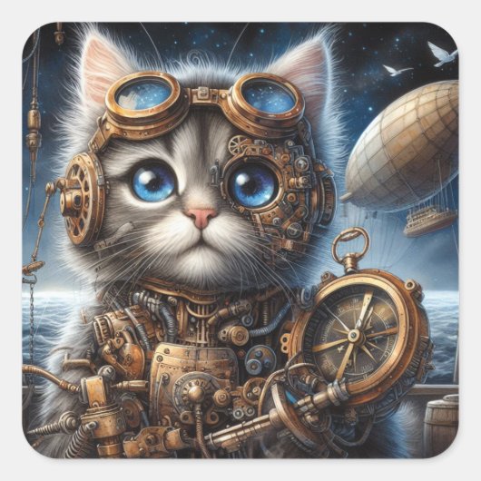 Sticker Carré Explorateur du Maine Coon (Devant)