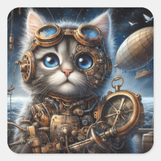 Sticker Carré Explorateur du Maine Coon