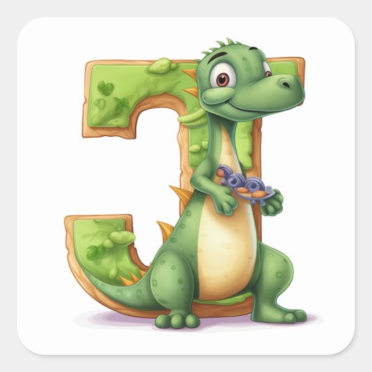 Sticker Carré Explorer Dragon et la Lettre J (Devant)