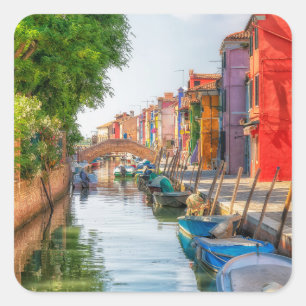 Sticker Carré Explorez le charme vibrant de Burano