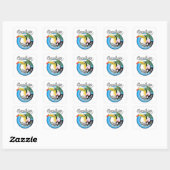 Sticker Carré Explorez le patch de voyage des Caraïbes. Bouton (Feuille)