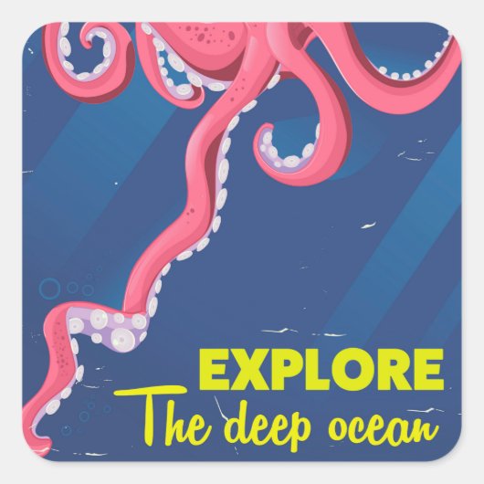 Sticker Carré Explorez l'océan profond (Devant)