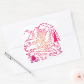 Sticker Carré Explorez Plus Camper Rose Van Mountain Nature Love (Enveloppe)