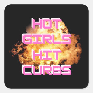 Sticker Carré Explosion de porte-clés de filles chaudes heurtant