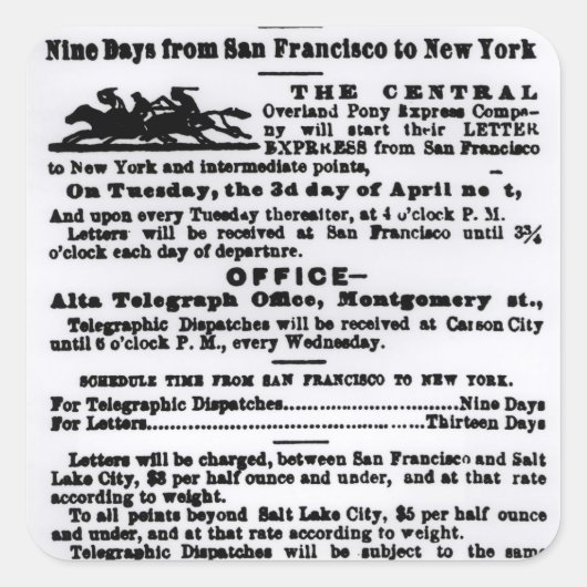 Sticker Carré Express Pony, Neuf Jours (Devant)