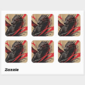 Sticker Carré Expressionnisme Abstrait Dragon (Feuille)