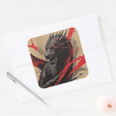 Sticker Carré Expressionnisme Abstrait Dragon (Enveloppe)