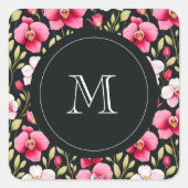 Sticker Carré Exquisite Colorful Botanical Pink Orchid & Roses (Devant)