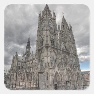 Sticker Carré Extérieur de la Basilique à Quito, Équateur