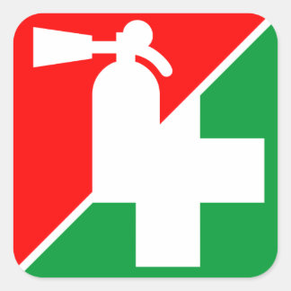 Sticker Carré Extincteur d'incendie / Décrets de premiers soins