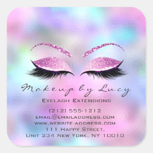 Sticker Carré Eyelash Extension Maquillage Salon de Beauté Pink 