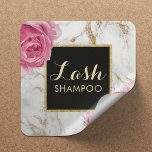 Sticker Carré Eyelash Extension Nettoyeur de lash Vintage Floral<br><div class="desc">Eyelash Extension Lash Cleaner Vintage Marbre blanc Floral Stickers.</div>