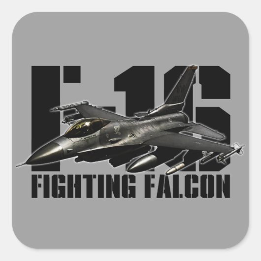 Sticker Carré F-16 Faucon combattant (Devant)