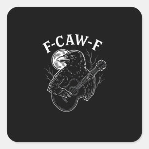 Sticker Carré F Caw F Corbeau à la guitare drôle Style Halloween