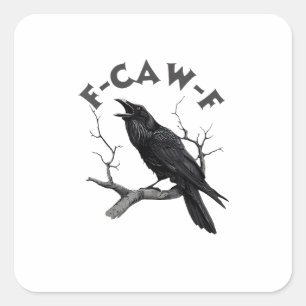 Sticker Carré F-Caw-F Corbeau Jeu de mots Drôle d'oiseau Croassa