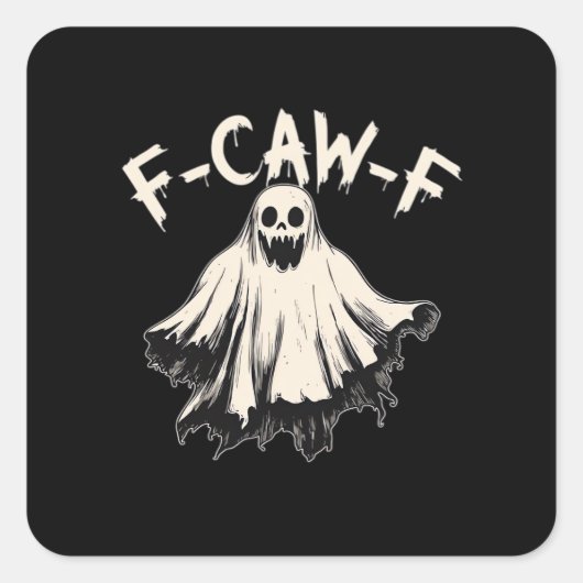 Sticker Carré F Caw F Corbeau Style Rétro Classique (Devant)
